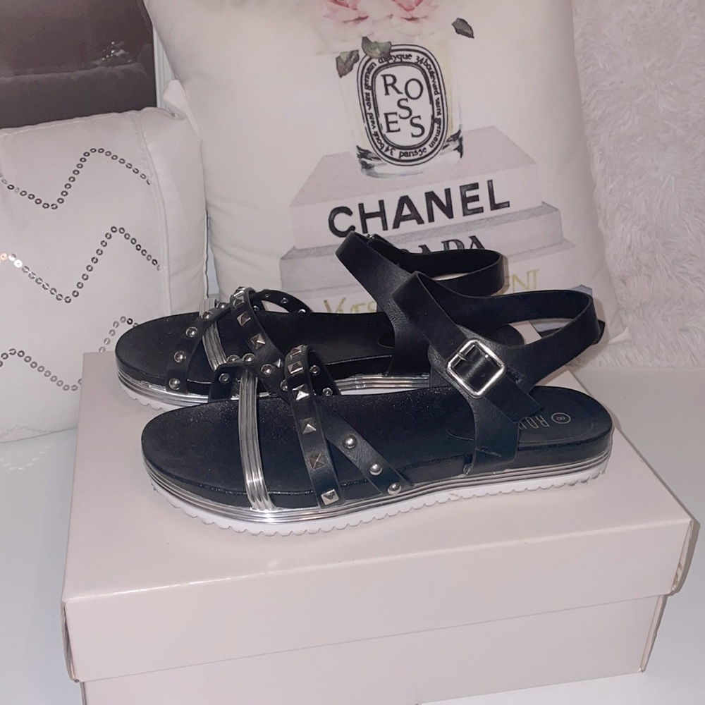 Black and Silver Studded sandals